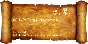 Alföldy Nanetta névjegykártya